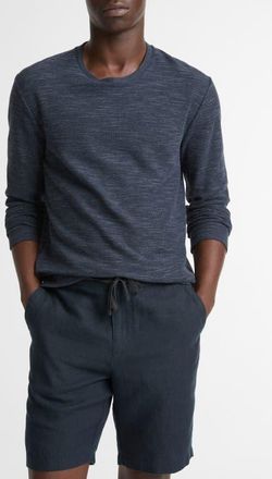 Vince Double Knit Long Sleeve Crewneck T-Shirt in Heather Coastal at Nordstrom, Size X-Large