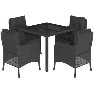 vidaXL Vidaxl Set De Muebles Jard&iacute;n 5 Pzas Con Cojines Rat&aacute;n Sint&eacute;tico Negro