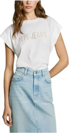 Pepe Jeans London Vivith T-Shirt - Dames - T-shirts - Wit - S - Katoen - Tops
