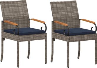 vidaXL Sillas De Jard&iacute;n 2 Uds. Gris Y Azul Marino Polirat&aacute;n Y Acacia Vidaxl