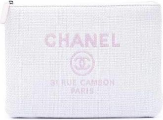 Chanel Pre-owned Raffia Clutch - Dames - Vintage Tassen - Wit - ONE Size - Vintage