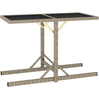 vidaXL Vidaxl - Tavolo da Giardino Beige 110x53x72 cm in Vetro e Polyrattan