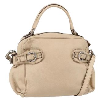 Ferragamo Pre-owned Handbags, female, Beige, Size: ONE SIZE Pre-owned Leather Handbag