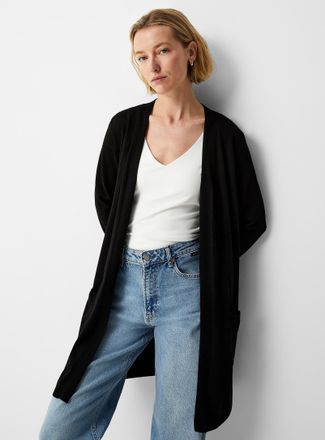 Contemporaine Womens Long flowy open Cardigan Sweater