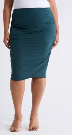 Renee C Side Ruched Skirt in Hunter Green at Nordstrom Rack, Size 1X