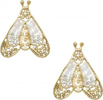 Mishky Womens Papillon Earrings In White Gray Gold