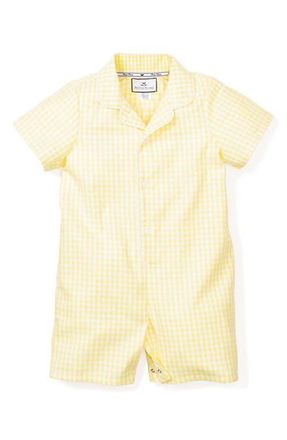Petite Plume Gingham One-Piece Short Pajamas in Yellow at Nordstrom, Size 18-24M