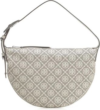 Tory Burch T Monogram Ballon Tas - Dames - Schoudertassen - Grijs - ONE Size - Katoen - Tassen