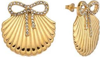 Eye Candy Los Angeles Eliana Shell Bow Earrings in Gold at Nordstrom Rack