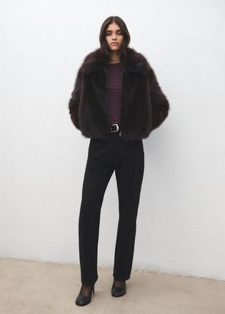 Mango Maglietta maniche lunghe collo stondato bordeaux - Donna - XXS - MANGO