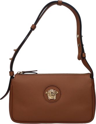 Versace Brown Leather Shoulder Womens Bag