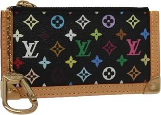 Louis Vuitton Pre-owned Monogram Multicolor Canvas Coin Purse - Dames - Vintage Accessoires - Zwart - ONE Size - Leer - Vintage