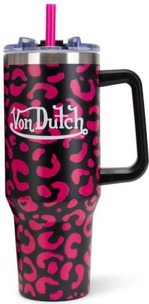 Von Dutch 40oz Double Walled Insulated Stainless Steel Tumbler in Hot Pink Cheetah at Nordstrom