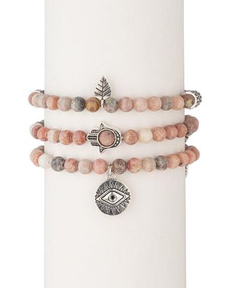 Eyecandy LA Eye Candy La Luxe Collection Agate 3Pc Stretch Bracelet Set