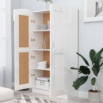 Berkfield Home Classic Book Cabinet High Gloss White 82.5x30.5x150 cm Engineered Wood