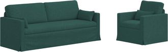 vidaXL Juego De Sof&aacute; 2 Uds. Verde Oscuro Tela Vidaxl