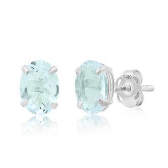 MAX + STONE 14k Yellow or White Gold 7x5mm Oval Stud Earrings with Push Backs