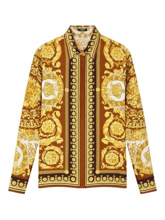 Versace Barocco-print button-up shirt - Yellow