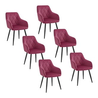 Woltu Sillas De Comedor Silla Reposabrazos Silla Tapizada Con Respaldos Sillas Nordicas Silla Para Comedor Sal&oacute;n Dormitorio Cocina Pasillo Burdeos Terciopel