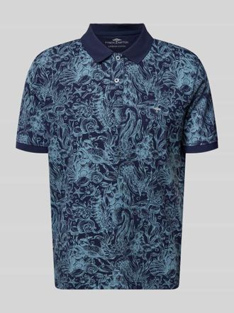 Fynch-Hatton Fynch-Hatton Regular Fit Poloshirt aus Baumwolle im Allover-Look in Marine, Gr&ouml;&szlig;e 3XL