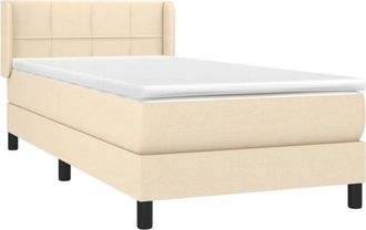 vidaXL Cama Box Spring Con Colch&oacute;n Tela Color Crema 80x200 Cm Vidaxl