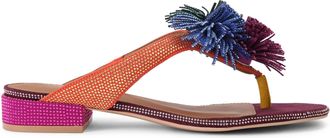 Kurt Geiger Womens Suede Pom Pom T Bar Flat Sdl Sandals - Wine - Size UK 3