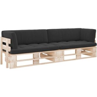 vidaXL Sof&aacute; De Palets 2 Plazas Cojines Madera De Pino Impregnada Vidaxl