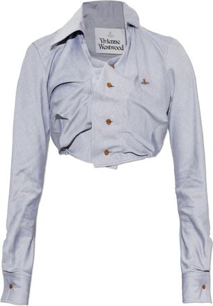 Vivienne Westwood Cropped Drunken Top - Dames - Overhemden - Grijs - L - Katoen - Overhemden