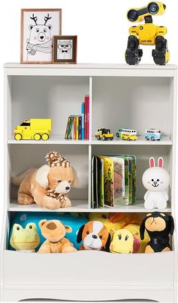 Costway Costway - Estante Para Juguetes Con 3 Niveles, Organizador Juguetes Librer&iacute;a Multifuncional Para Ni&ntilde;os Con Estribo (blanco)