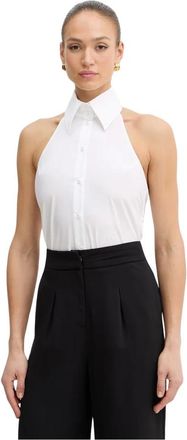 Karl Lagerfeld Mouwloos Shirt met Strik aan de Achterkant - Dames - Tops zonder mouwen - Wit - L - Katoen - Tops