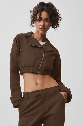 Alo | Cropped Cosmopolitan Jacket in Espresso Brown, Size: Medium