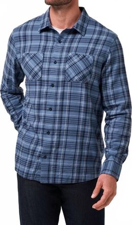 Travis Mathew Cloud Flannel Plaid Shirt In Bering Sea/sleet
