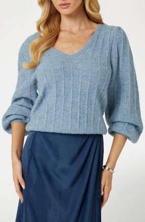 Guess Madeline Pointelle Detail Sweater in Blue Ribbon at Nordstrom, Size X-Small