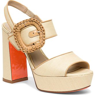 Santoni Womens Leather High-Heel Sandal in Natural at Nordstrom, Size 10.5