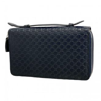 Gucci Navy Leather Long Wallet (Bi-Fold) (Pre-Owned)