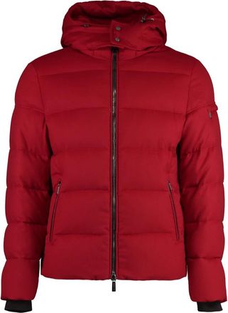 Moorer Kasjmier Gebreid Jack met Ganzendons - Heren - Gewatteerde jassen - Rood - M - Kasjmier - Jassen