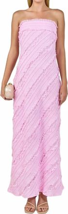 endless rose Juliette Strapless Ruffled Maxi Dress In Pink