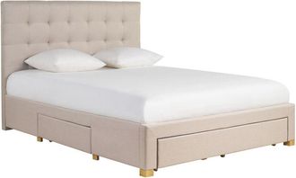 Miliboo Cama Con Cajones 2 Plazas 160 X 200 Cm De Tela Beige Reno