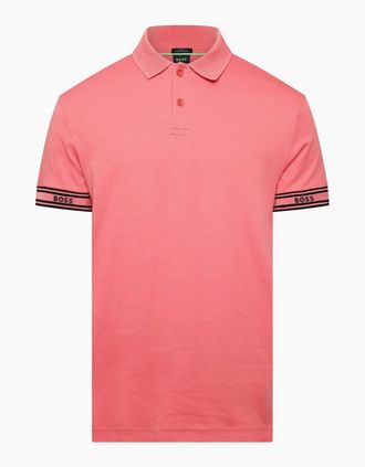HUGO BOSS Mens Zone Stripe Cuff Polo Shirt - Pink - Size: 44