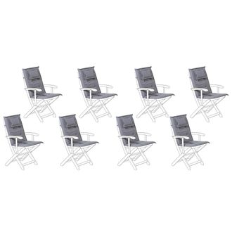 Beliani Conjunto De 8 Cojines Para Las Sillas De Exterior De Tela Gris Resistente A Los Rayos Uv Acolchado Grueso Maui