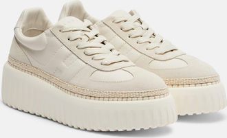 Hogan H710 H-Stripes leather and suede platform sneakers