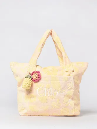 Chlo&eacute; Borsa in spugna di cotone con motivo floreale jacquard