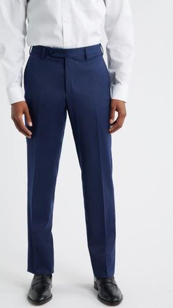 Zanella Parker Flat Front Stretch Wool Flannel Trousers in Atlantic Blue at Nordstrom, Size 32R