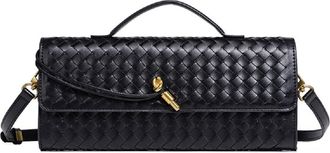 Generic Woven Crossbody Bags for Women,Handwoven Small Purses for Women, Trendy Shoulder Bag womens crossbody bag, long bag (Black)