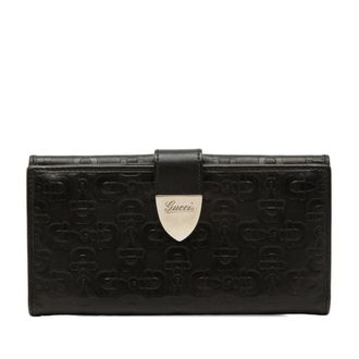 Gucci Black Leather Long Wallet (Bi-Fold) (Pre-Owned)