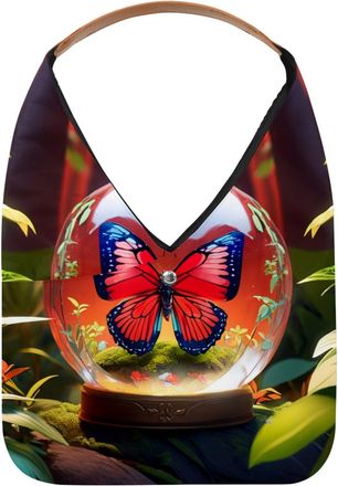 Generic Butterfly Crystal Ball Reusable Lightweight Grocery Bags - Foldable Into Compact Pouch, Washable & Sturdy, Multipurpose for Shopping and Travel