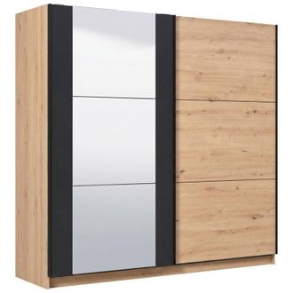 Dmora Guardaroba Grande Gandino, Armadio Camera da Letto Appendiabiti, 8 Ripiani, Apertura Scorrevole, 217x210h cm Marrone Rovere Nodi