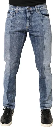 Dolce & Gabbana Two Tone Blue Cotton Regular Men Denim Jeans Clothing