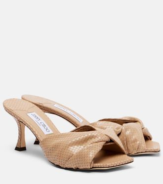 Jimmy Choo London Skye Twist snake-effect leather mules