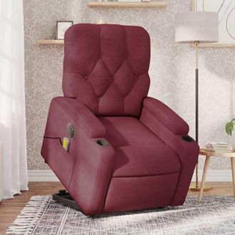 vidaXL Vidaxl - Sill&oacute;n De Masaje Elevable El&eacute;ctrico Tela Rojo Tinto